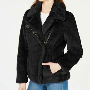 Calvin Klein Faux Fur Asymmetrical coat
